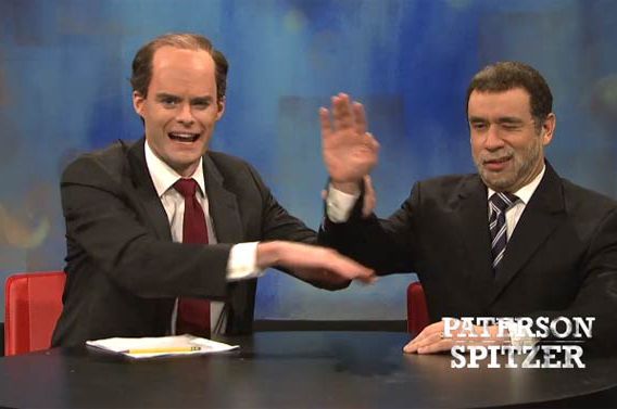 That's Spitzer giving Paterson a high-five!